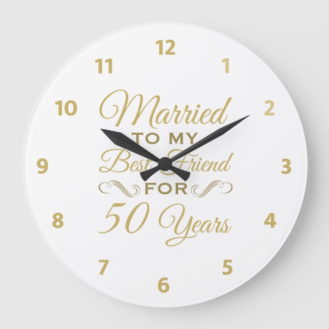 50. Hochzeitstag Bester Freund Große Wanduhr (Vorderseite)
