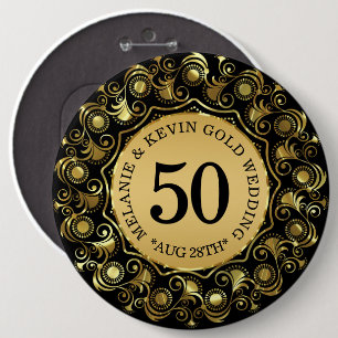 50. Hochzeitstag Black & Gold, Custom Text Button