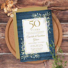 50. Hochzeitstag Blaue, rustikale Waldlandschaft Einladung