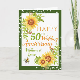 50. Hochzeitstag Blumenblume Karte