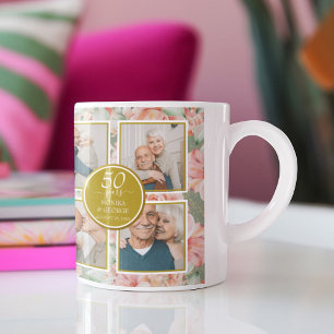 50. Hochzeitstag Blumengold Foto Kaffeetasse