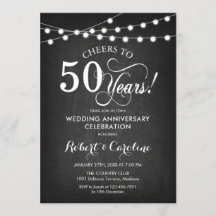50. Hochzeitstag - Chalkboard Schwarz-weiß Einladung