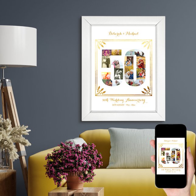 50. Hochzeitstag Custom Foto Collage Poster (Von Creator hochgeladen)
