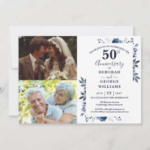 50. Hochzeitstag, dann & Jetzt 2 Foto Einladung