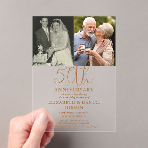 50. Hochzeitstag Dann Und Jetzt 2 Foto Acryleinladungen