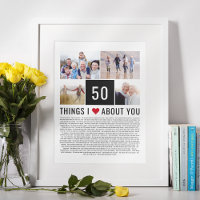 50. Hochzeitstag Dinge, die ich Liebe Liste Foto