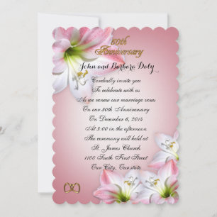 50. Hochzeitstag Ehegelübde erneuern rosa Amarylli Einladung