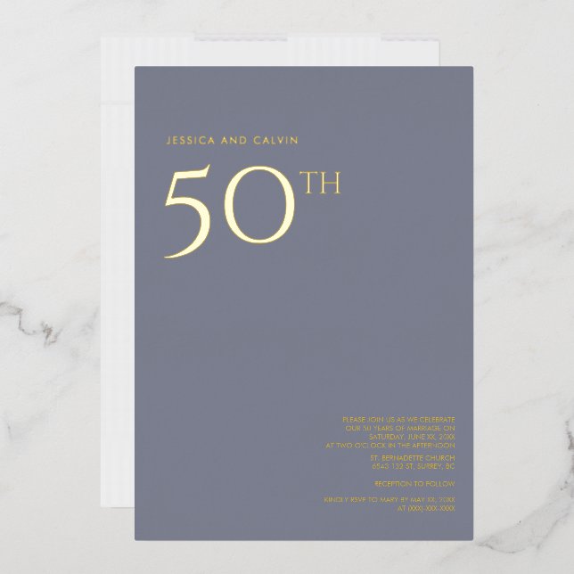 50. Hochzeitstag Einladung Dusty Blue (Briefumschlag)