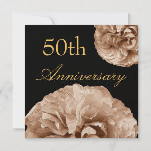50. Hochzeitstag Einladung GOLD Rose