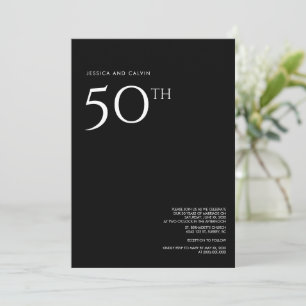 50. Hochzeitstag Einladung Minimal Schwarz