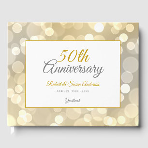 50. Hochzeitstag Elegant Gold Bokeh Gästebuch