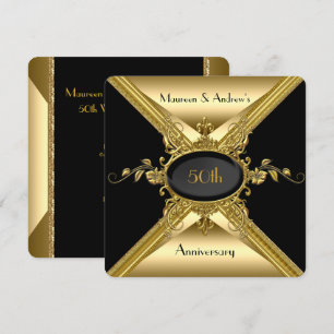 50. Hochzeitstag Elegant Gold Golden Einladung