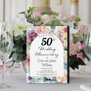 50. Hochzeitstag Elegantes Drehbuch Einladung