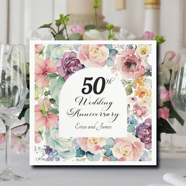 50. Hochzeitstag Elegantes Drehbuch Serviette (Von Creator hochgeladen)