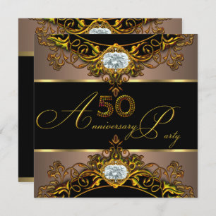 50. Hochzeitstag Elite Coffee Black Gold 2 Einladung