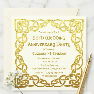 50. Hochzeitstag Falschgold-Keltischer Knoten-Einl Einladung