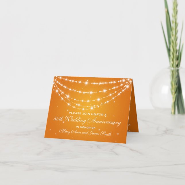 50. Hochzeitstag Fingerkette Orange Einladung (Vorderseite)
