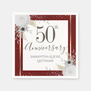 50. Hochzeitstag Floral Napkins Serviette