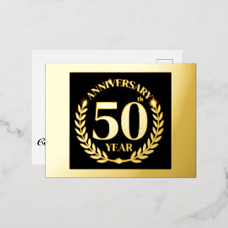 50. Hochzeitstag Folie Einladungspostkarte