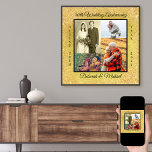 50. Hochzeitstag Foto Collage Gold Poster<br><div class="desc">Erstellen Sie Ihre eigene Foto-Collage für ein einzigartiges Geschenk zum 50. Geburtstag. Dieses elegante und moderne Design hat eine goldfarbene und schwarze Farbpalette mit Glitzer und Textur. Die Fotovorlage ist für Sie bereit, 4 Ihrer Lieblings-Fotos aus den letzten 50 Jahren hinzuzufügen, im Uhrzeigersinn von oben verlassen. Ihre Fotos sind Set...</div>