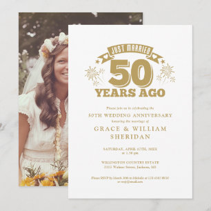 50. Hochzeitstag Foto "Gerade Verheiratet" Einladung