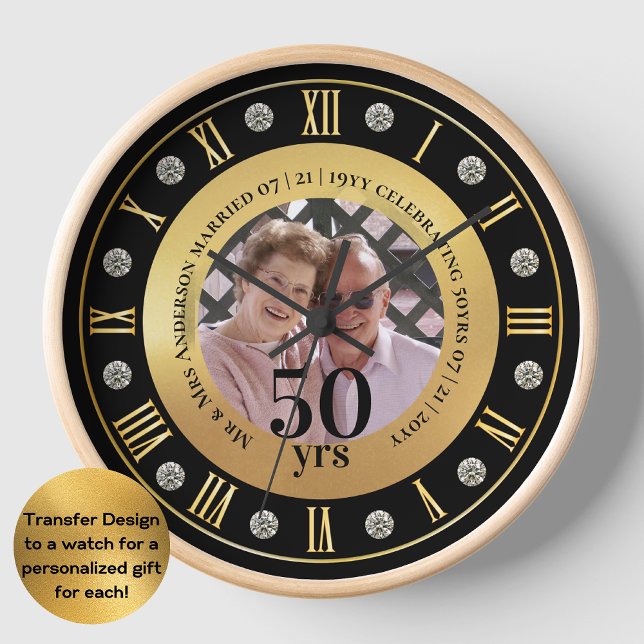 50. Hochzeitstag FOTO Geschenk Golden Jubiläum Uhr (Von Creator hochgeladen)