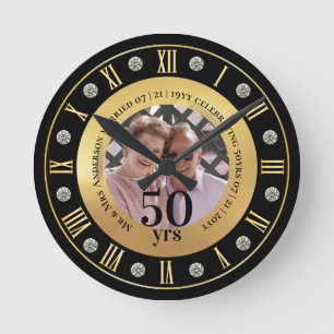 50. Hochzeitstag FOTO Geschenk Goldene Hochzeit Runde Wanduhr