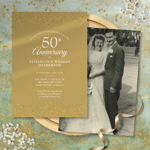 50. Hochzeitstag Foto Goldstaub Einladung