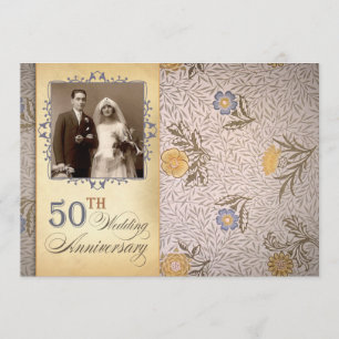 50. Hochzeitstag Foto Vintage Einladungen