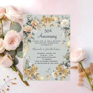 50. Hochzeitstag Gelbfloralen Goldbogen Einladung