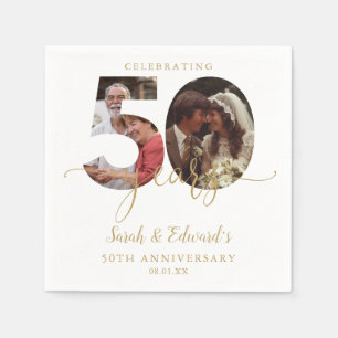 50. Hochzeitstag Gold 2 Foto Serviette