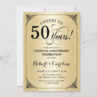 50. Hochzeitstag - Gold Black Damask
