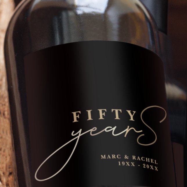 50. Hochzeitstag Gold Black Geschenk Weinetikett (Von Creator hochgeladen)