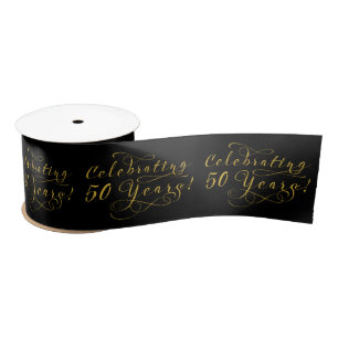 50. Hochzeitstag Gold Black Satinband