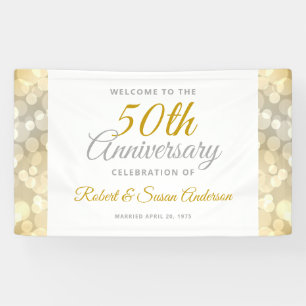 50. Hochzeitstag Gold Bokeh Willkommen Banner