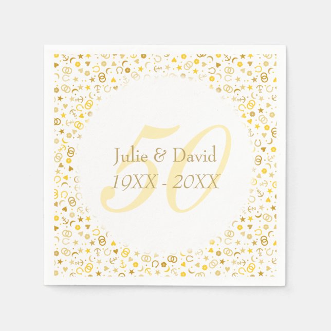 50. Hochzeitstag Gold Confetti Serviette (Vorderseite)