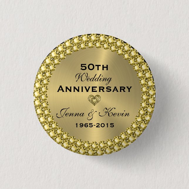 50. Hochzeitstag Gold & Diamanten Button (Vorderseite)