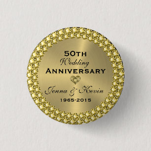 50. Hochzeitstag Gold & Diamanten Button