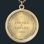 50. Hochzeitstag Gold & Diamanten Vergoldete Kette<br><div class="desc">Elegant Happy 50. Hochzeitstag Bild von goldenem Hintergrund und Diamanten mit schwarz anpassbarem Text.</div>