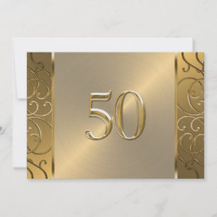 50. Hochzeitstag Gold Filigree Wirbel Einladung