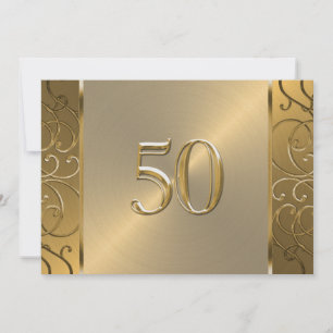 50. Hochzeitstag Gold Filigree Wirbel Einladung