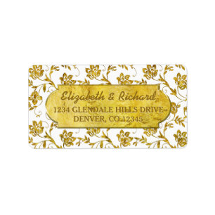 50. Hochzeitstag Gold Flora Rücksendeadresse Adressaufkleber