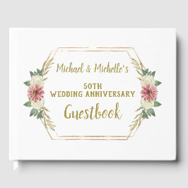 50. Hochzeitstag Gold Floral Gästebuch