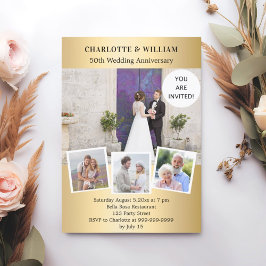 50. Hochzeitstag Gold-Foto-Collage Einladung