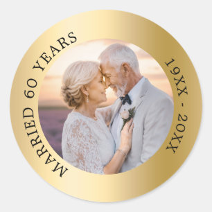 50. Hochzeitstag Gold Foto Runder Aufkleber