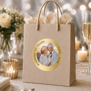 50. Hochzeitstag Gold Foto Runder Aufkleber