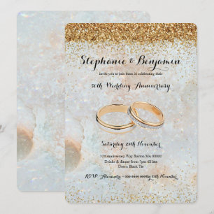 50. Hochzeitstag Gold Glitzer Celestial Einladung
