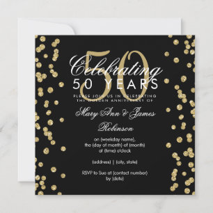 50. Hochzeitstag Gold Glitzer Confetti Einladung
