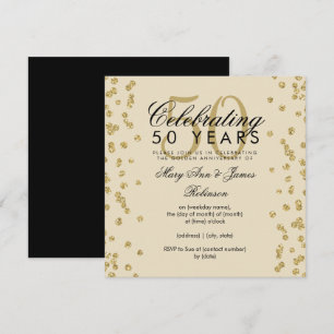 50. Hochzeitstag Gold Glitzer Confetti Einladung