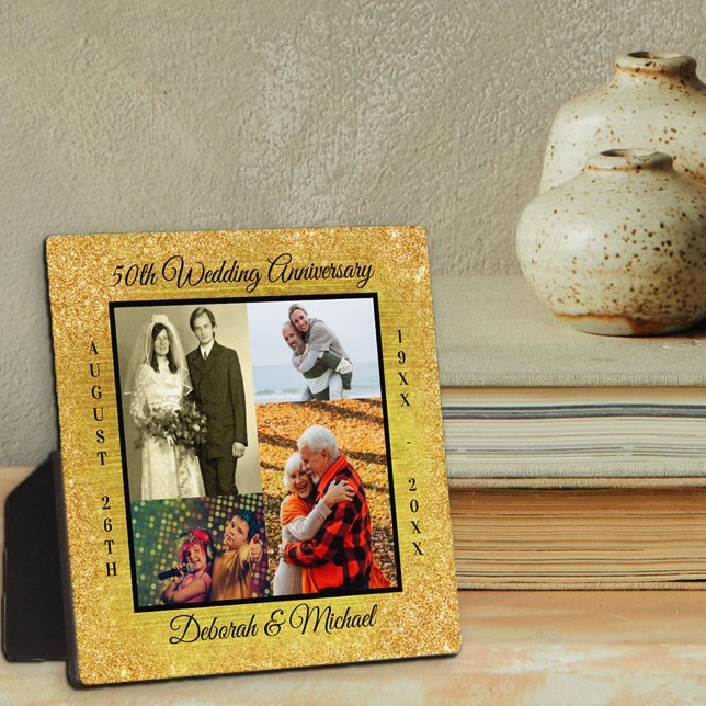 50. Hochzeitstag Gold Glitzer Foto Fotoplatte (Von Creator hochgeladen)
